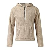 JJggsi4 Winter Hoodies Herren Plüsch Große Größe Teddy-Fleece Hoodie Sweatshirt Wintermantel Oversize Baggy Einfarbig Pullover Winterjacke Streetwear Trend Reißverschluss Kapuzenjack