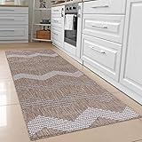 Carpeto Rugs Läufer für Küche, Esszimmer Flur Küchenläufer - Kitchen Mat - Flachgewebe Sisal Küchenteppich Kurzflor, Geeignet für Fußbodenheizung - Meterware Beige Taupe 80 x 275