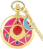 HYK Taschenuhr, modische Quarz-Taschenuhr, Cosplay, Matrose, Mond, Stern, Katze, Halskette, Anhänger, für Damen und Mädchen, mit Mond-Zubehö