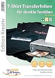 Your Design T Shirt Folie: 16 T-Shirt Transferfolien für bunte Textilien A4 Inkjet (T Shirt Druck Folien)