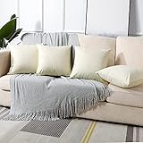 JOTOM Kissenbezug 45 x 45 cm Leinen Kissenhülle Taille Wurf Sofa Kissen Bezug Dekokissen für Zuhause Couch Schlafzimmer Outdoor Deko 4er Set (Beige)