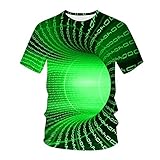 T-Shirt Top Bluse Herren Damen Frühling Sommer Casual Slim 3D Gedruckt Kurzarm (3XL,8grün)