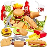 BUYGER Kinder Küchenspielzeug Lebensmittel Spielzeug Küche Hamburger Set Pädagogisches Rollenspiele Geschenk für Jungen M