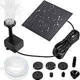 Solar Brunnen Pumpe 1,5 W 200 L/ H Solarbetriebene Platte Wasser Pumpe Garten Schwimmend Pumpe mit 6 Düsen, Durchsichtiger Silikon Schlauch für Garten, Schwimmbad, Teich, Aquarium, Brunnen Zubehö