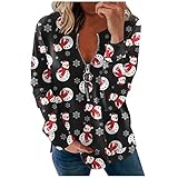 Weihnachten Hoodie Damen Oberteile Damen Sommer t-Shirt Rollkragenpullover schulterfrei Damen tie dye Pullover Kleid Bauch kaschieren Damen t-Shirt Langarm Damen Pullover XXL Oberteile Damen lang