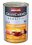 animonda GranCarno Hundefutter Adult Sensitiv, Nassfutter für ausgewachsene Hunde, Reine Pute + Kartoffeln, 6 x 400 g
