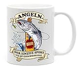 Angeln - der einzige Sport, der mit Bier beginnt. Die Tasse für den coolen Fischer im Verein. Hecht - Barsch – Karpfen. (Weiß)