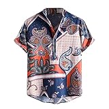 WENZHOU Hawaiihemd Herren Hemd Tropischer Ozean Hawaiianischer Japanischer Hongkonger Stil Sommerhemd Herrenhemden Strandhemd Henley Shirts Dünner Stil Retro-Druck Kurzarm Tops B