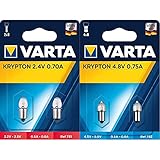 Varta 751 Glühlampe Stecksockel 2,4V 0,7A 2er Pack & 792 Glühlampe Stecksockel 4,8V 0,75A 2er Pack