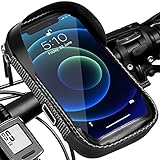 Fahrrad Handyhalterung Wasserdicht Handy Fahrradhalterung Fahrradtasche Lenker, Halterung Fahrradlenker Motorrad Handyhalter Lenkertasche Rahmentasche Berührbar Drehbar für 5.5 - 7.0 Zoll Smartp