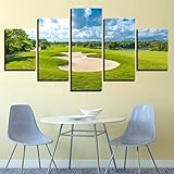 KJHKH 5 TLG Kunstdruck modern Wandbilder XXL Wanddekoration Golfplatz bewölkt Kunstdruck XXL 5 Teilig Bilder 5 Teile Bild Auf Leinwand Leinwandbilder 5 TLG Kunstdruck modern Wandb