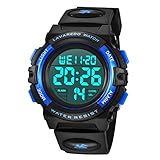 Digital Uhren für Kinder Jungen - 50 M Wasserdicht Sports Outdoor Digitaluhr Kinder Silikon Armbanduhr mit Wecker/Stoppuhr/LED-Licht/Stoßfest/Datum,Elektronische Kinderuhren B