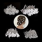 Hochzeit Haarnadeln, TICZON 80 Pcs Haarnadeln Braut Hochzeit Blume Haarnadeln, Hochzeitshaarschmuck, Brautschmuck Perlen Blumen U-förmig Haarnadel Strass Braut Haarschmuck