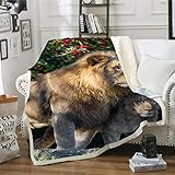 3D-Druck Decke Lion Super Soft Flauschig Komfort Warm Dick Luxus Plüschdecke Tierdecke Für Decke Für Lounge Daybed Sessel 150*200C