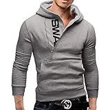 Pajiay Hoodie Herren Slim Fit Reißverschluss Ausschnitt Pullovers Herren Mode Farbkontrast Buchstabe Drucken Sweatshirt Herren Frühling Herbst Outdoor Sport Lassig Kapuzenpullover H