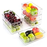 DEEPOW Kühlschrank Organizer, Aufbewahrungsbox für Küche 6er Set Offene Speisekammer Vorratsbehälter mit Griffen, großer Küchen Organizer, Durchsichtig Kühlschrankbox -BPA Frei,25 x 15 x 7