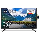 Cello 12 Volt C3220DE Trav 32' (80cm Diagonale) Traveller HD Ready LED Digital TV mit eingebautem DVD Player, DVBT2 S2 Triple Tuner und 12V/24V für Wohnmobil, Truck, LKW