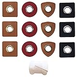 Lowats Ösen Patches für Kordeln 40 Stück Kunstleder Ösen Mix Oesen Ösenzange Set Ösen Patches für Kordeln Ösen Patches Lederimitat Leder für Plane Zelte Markisen Leder Ö