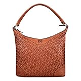 STILORD 'Chiara' Damentasche Leder Cognac Handtasche Groß Shopper Frauen Ledertasche Hobo Tasche Elegante Schultertasche Tote Bag Vintage Geflochten, Farbe:Vintage - Cog