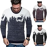 ZYHOOD Herren Weihnachtspulli Weihnachts Pullover Weihnachtspullover Strickpullover Christmas Sweater Herbst Winter Langarm Warm Sweatshirt Jumper Tops für Weihnachtsparty Sweatshirt für M