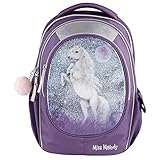 Depesche 10776 Miss Melody - Schulrucksack mit Pferde-Motiv, lila Schul-Ranzen, ca. 44 x 34 x 24 cm, 19,6 Liter / 980 g, viele Fächer, Rücken belüftet und gepolstert, Träger verstellb