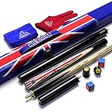 CUESOUL 57'Handcraft 3/4 Ebenholz Snooker Queue mit Union Jack Flag Desig