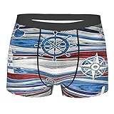 Anker Versandboot Leuchtturm Kompass Wellen Herren Boxer Briefs Weich Atmungsaktiv Stretch Unterwäsche Neuheit Unterhose Gr. L, Schw