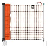 VOSS.farming farmNET 50m Elektronetz 112cm Hühnernetz Geflügelnetz Hühnerzaun Geflügelzaun 16 Pfähle 2 Spitzen orang