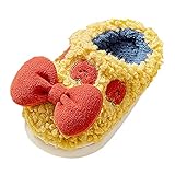 LIVEINU Mädchen Jungen Schleife Hausschuhe Warm Fleece Fleecefutter Tierhausschuhe Anti-Rutsch Plüsch Pantoffeln für Babys und Kleinkinde DE 27 Gelb