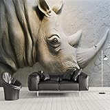 Fototapete 3D Effekt Stereo Relief Nashorn Wandbilder Wohnzimmer Schlafzimmer Hintergrund Wand Tuch Kunst Wohnkultur Fototapete 3D Custom S