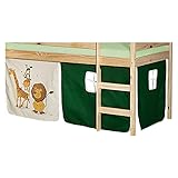 IDIMEX Vorhang Gardine Bettvorhang Dschungel zu Hochbett Rutschbett Spielbett in grün/beige mit T