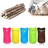 MOULLY 5 Stück Katzenminze-Spielzeug+10 Stück Katzenminze Sticks, Katzenminze-Spielzeug, Oreiller, Katzenminze, Kauspielzeug, kreatives Kissen, Katzenminze, Zähne, Schleifen, Kauspielzeug