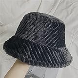 YANHUA Weiche warme gestrickte Mützen Strick Bobble Hut Massivfarbe gestreifte Fischer Hut Plüsch Warme und modische Beckenhut Khaki Eine Größe Daguai (Color : Black, Size : One Size)
