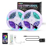LED Strip 10M, LED Streifen RGB 5050, Farbwechsel LED Lichterkette mit Steuerbar via App, 16 Mio. Farben, Fernbedienung, Sync mit Musik, LED Band für Schlafzimmer TV Zuhause Schrankdek