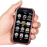 Kleiner Smartphone 3.0'wasserdichter Handy 4G ENTSPERRTE Handy-ZWEIFACHES SIM GPS NFC 3 + 32GB ROM (Schwarz+Rot)