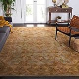 Safavieh Heritage Collection HG811A Handgefertigter traditioneller orientalischer Premium-Teppich aus Wolle, 2,7 x 3,6 m, Grün / goldfarb