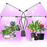 KOIYPW Pflanzenlampe, 4 Heads Pflanzenlicht 40W Led Pflanzenlampe mit Timer 4H, 8H, 12H, RF-Controller Helligkeit Led Pflanzenleuchte für Zimmerpflanzen Gartenarbeit (Color : Four Tube Plant Light)