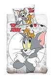 Tom & Jerry Bettwäsche Wendebettwäsche Set 2-teilig Aktion , 1 x Kissenbezug 80x80 + 1 x Bettbezug 135x200 , Kinder Jugend Erwachsenen Bettwäsche , Tom und Jerry , 100% Baumw