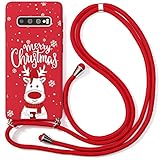 Yoedge Handykette Handyhülle für Samsung Galaxy A5 2017 5,2',Weihnachten Motiv Hülle mit Band Kordel zum Umhängen,Verstellbarer Necklace,Rot Silikon Stoßfest Schutzhülle für Samsung A5 2017,Hirsch 7