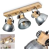 Deckenleuchte Orny, Deckenlampe aus Metall/Holz in Zink/Braun, 3-flammig, mit verstellbaren Strahlern, 3 x E27-Fassung max. 60 Watt, Spot im Retro/Vintage Design, LED Leuchtmittel geeig