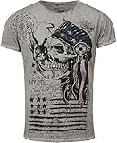 Key Largo T-Shirt Indian Skull weiß Grau M