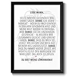 Löwenmama Bild im schwarzem Holz-Rahmen Geschenk Geschenkidee Danksagung Dankeschön Mama Mutter Geburtstag