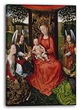 Printed Paintings Leinwand (70x100cm): Hans Memling - Jungfrau und Kind mit der Heiligen Katharina von Alexandria und Barb