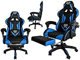 MALATEC Gaming Stuhl Bürostuhl Schreibtischstuhl mit Fußstützen Kissen Ergonomisch 8978