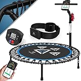 KESSER® Smart Fitness Trampolin FT-X990, inkl. Pulsgurt,TÜV/GS, Sprungzähler & APP, klappbar, Haltegriff verstellbar, Handy- & Flaschenhalterung, leise bis 150 kg , Sport , Aerobic und Jumping B