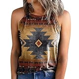 Weste Damen Vintage Totem Bedruckte Yogaweste Geometrie Motiv Sportweste Ärmellose T Shirts Sommertops Sportlicher Pullover für heiße Mädchen Locker geschnittene Tunika Bluse Laufshirt Träg