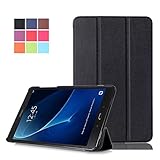 DETUOSI Galaxy Tab A6 Hülle 10.1 Case, Ultra Slim PU Leder Tasche und Flip Etui für Samsung Galaxy Tab A (2016) SM-T580N/T585N 25,54cm (10,1 Zoll) Schutzhülle Smart Cover mit Holder Stand (Schwarz)