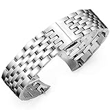 Uhrenarmband Ersatz, Gebogene Schnittstelle Uhrenzubehör Uhrenarmband Herren Armband Silber Ersatz Edelstahl Armband,20