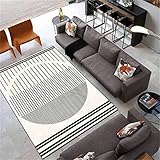 YYRAIN Moderne Minimalistische Linie Schwarz-Weiß-Kreisteppich Nach Hause Wohnzimmer Schlafzimmer Rechteckige Weiche Große Bodenmatte Fotografie Hintergrund Dekorative Bodenmatte 80x120