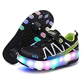 LED Rollenschuhe mit Rollen, Jungen Mädchen Skateboard Schuhe LED Leuchtend Schuhe mit Doppelt Rollen Blinkschuhe Skateboardschuhe mit USB Skateboard Rollerblades Ultraleicht Outdoor Sportschuhe fü